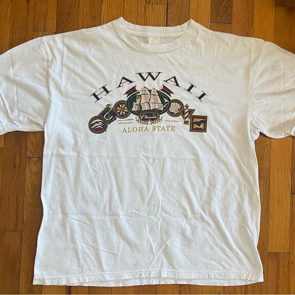 Vintage 90s Hawaii Aloha State Graphic T-Shirt Size XL